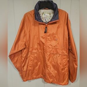 Pussers Sailing Gear Nylon Jacket Men’s Large Hooded Full Zip Orange Back Pocket